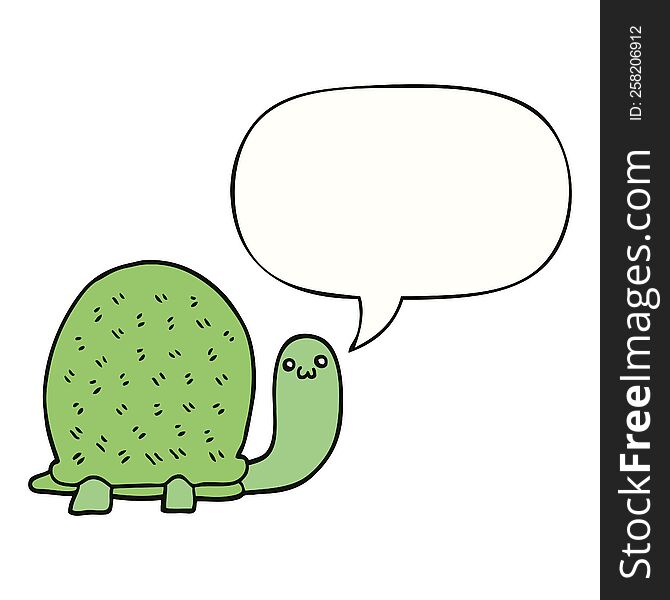 Cute Cartoon Turtle And Speech Bubble