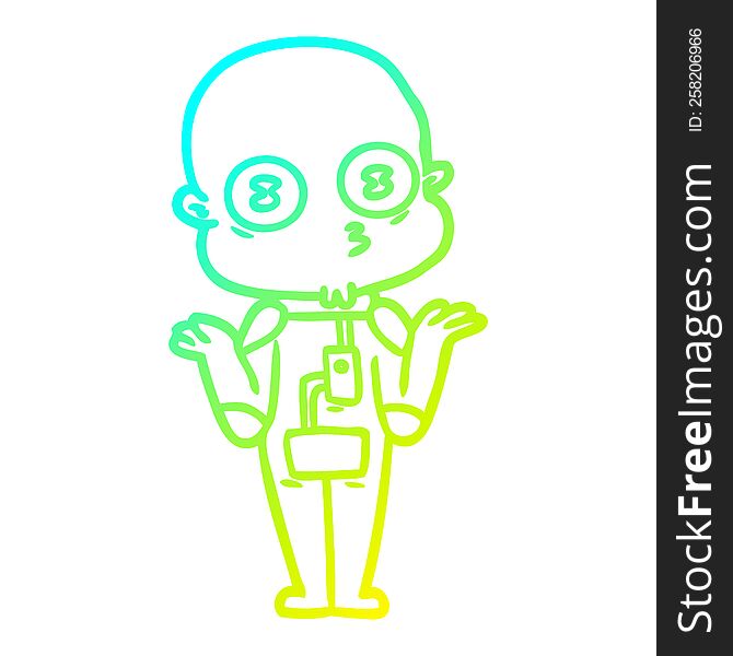 Cold Gradient Line Drawing Confused Weird Bald Spaceman