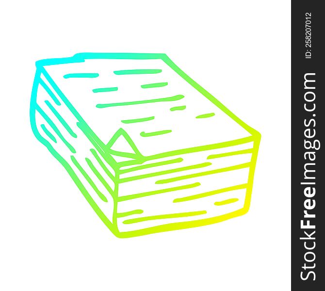 cold gradient line drawing of a cartoon pile of paper