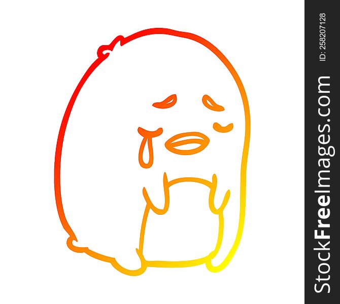 Warm Gradient Line Drawing Crying Penguin