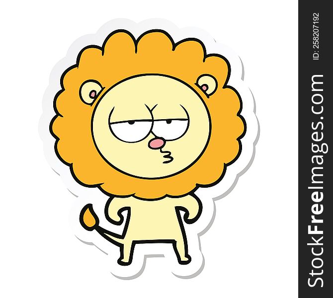Sticker Of A Cartoon Bored Lion