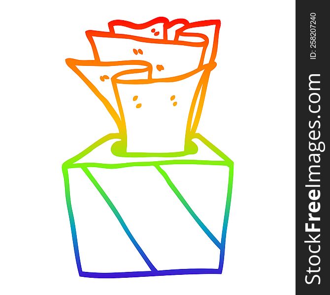 Rainbow Gradient Line Drawing Cartoon Box Of Tissues