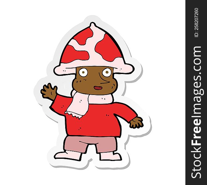 sticker of a cartoon mushroom man