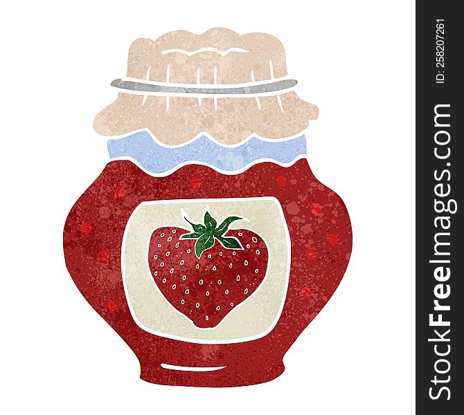 Retro Cartoon Jar Of Strawberry Jam