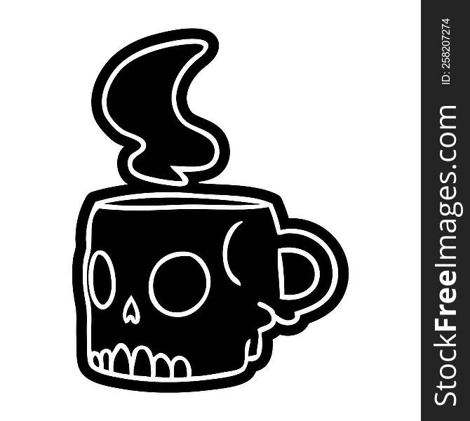 cartoon icon of a skull mug. cartoon icon of a skull mug