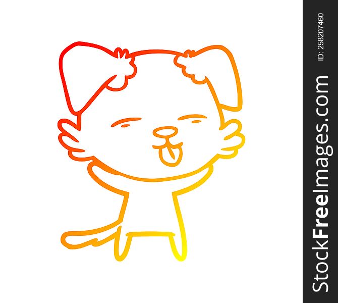 warm gradient line drawing of a cartoon dog sticking out tongue