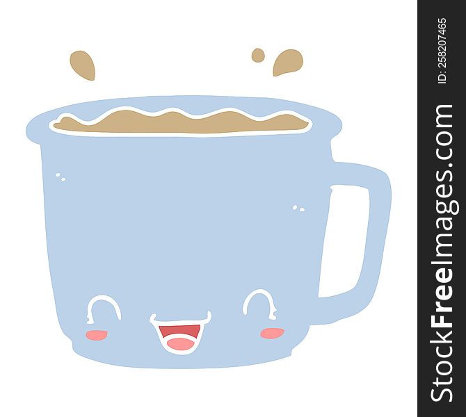 Flat Color Style Cartoon Cup Of Coffee