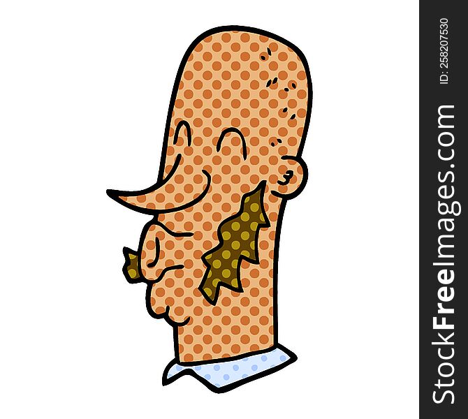 cartoon doodle man with muttonchop facial hair