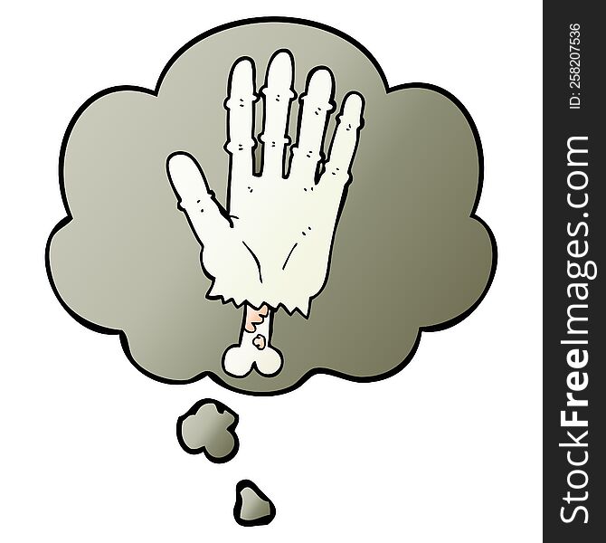 Cartoon Zombie Hand And Thought Bubble In Smooth Gradient Style