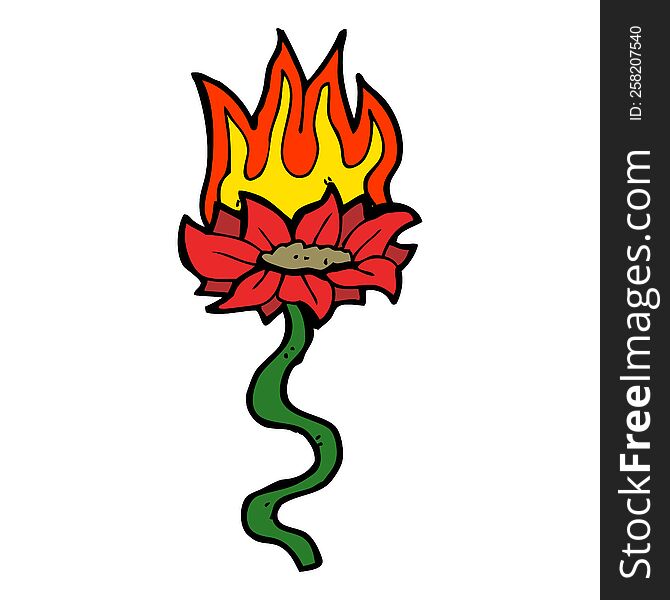 cartoon flower on fire