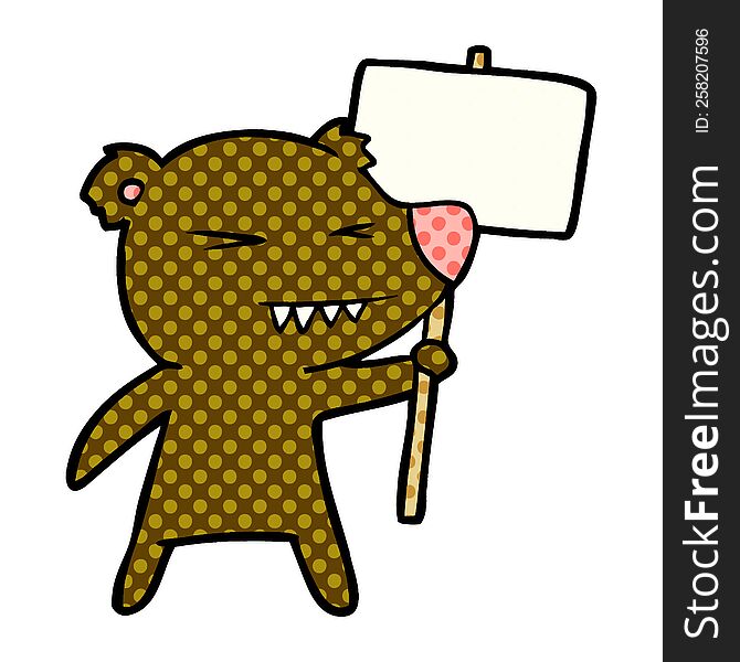 angry bear cartoon protesting. angry bear cartoon protesting