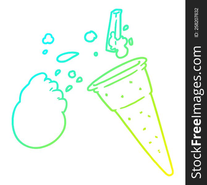 cold gradient line drawing cartoon ice cream