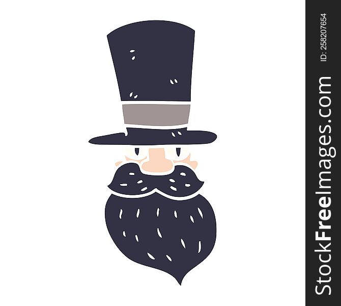 cartoon doodle bearded man with top hat