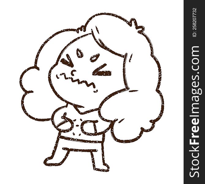 Angry Woman Charcoal Drawing