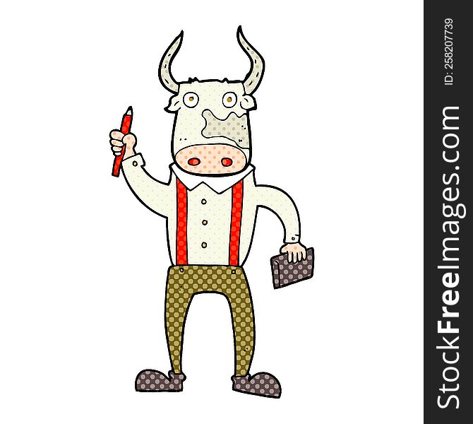 freehand drawn cartoon bull man
