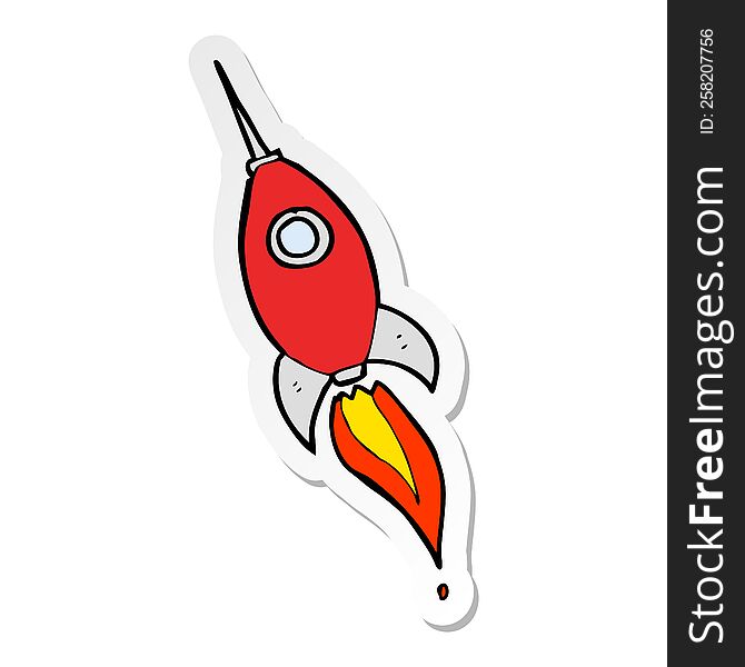 Sticker Of A Cartoon Space Rocket