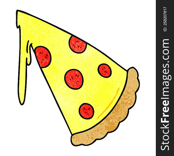Quirky Hand Drawn Cartoon Slice Of Pizza