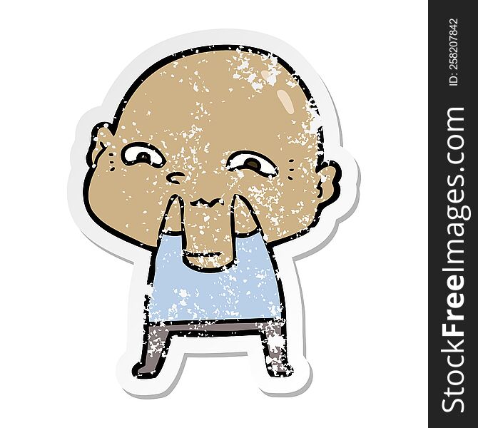 Distressed Sticker Of A Cartoon Creepy Guy