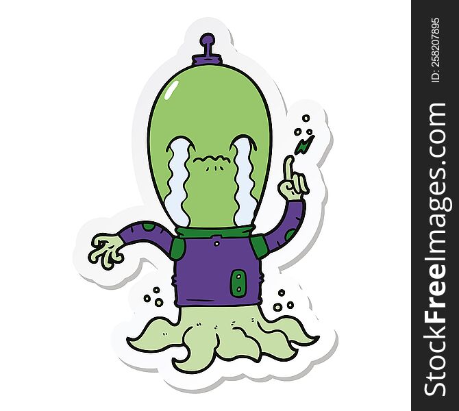 sticker of a cartoon alien