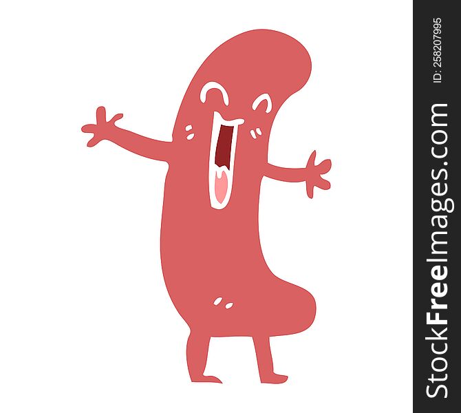 flat color illustration cartoon happy sausage