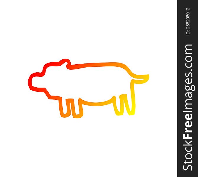 Warm Gradient Line Drawing Cartoon Animal Symbol