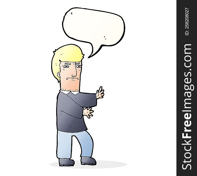 Cartoon Grumpy Man With Speech Bubble
