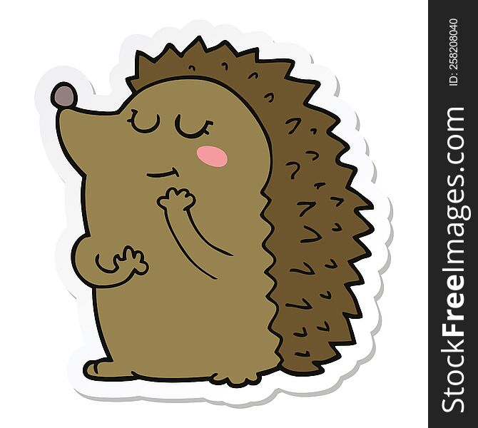 Sticker Of A Cute Cartoon Hedgehog