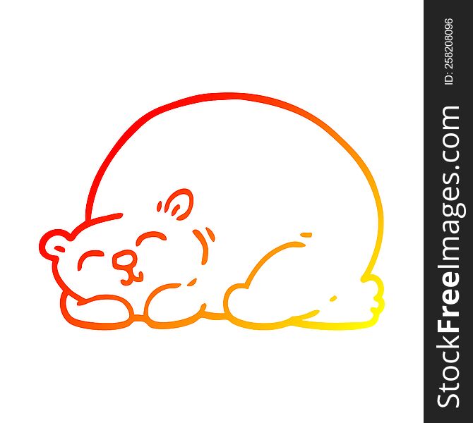 warm gradient line drawing of a cartoon content bear sleeping