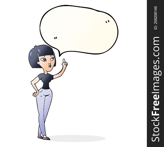 freehand drawn speech bubble cartoon woman asking question