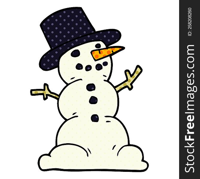 cartoon doodle traditional snowman