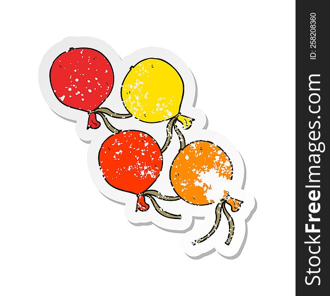 Retro Distressed Sticker Of A Cartoon Balloons