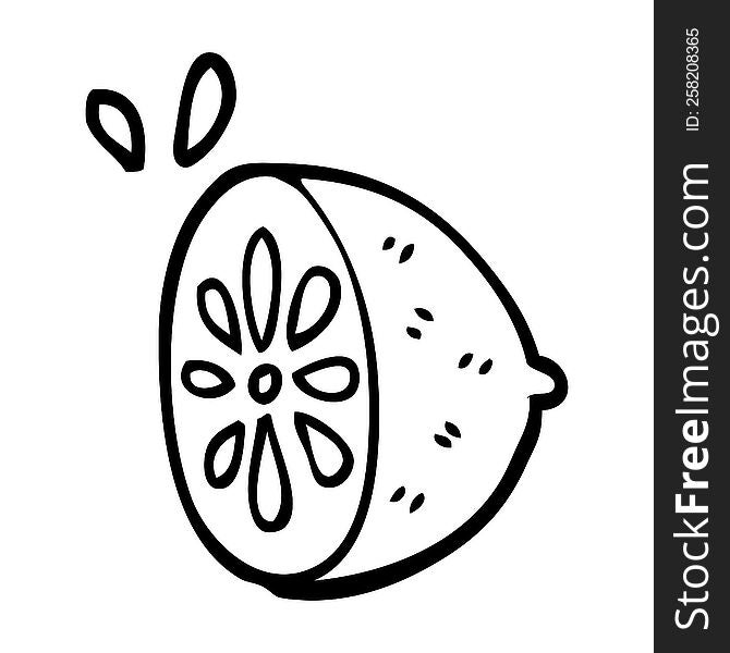 line drawing cartoon lime fruit