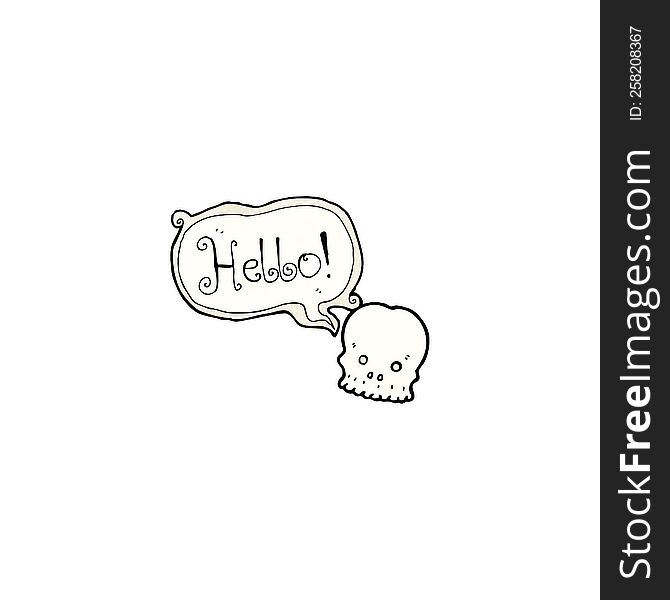 Cartoon Skull Saying Hello