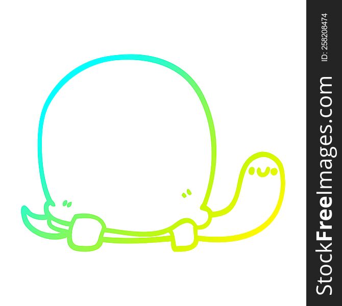 cold gradient line drawing of a cute cartoon tortoise