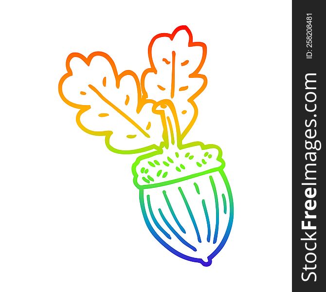 Rainbow Gradient Line Drawing Cartoon Acorn