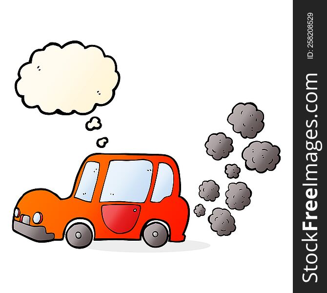 cartoon car with thought bubble