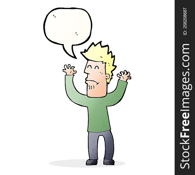 Cartoon Stresssed Man With Speech Bubble