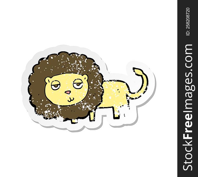 Retro Distressed Sticker Of A Cartoon Lion