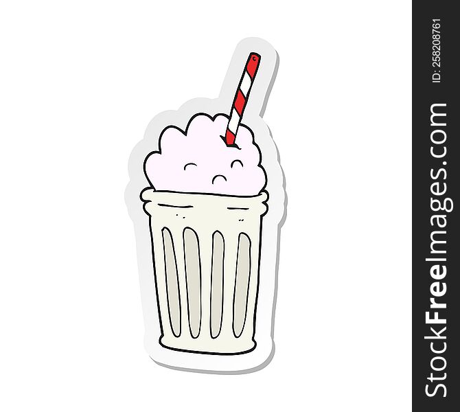 Sticker Of A Cartoon Milkshake