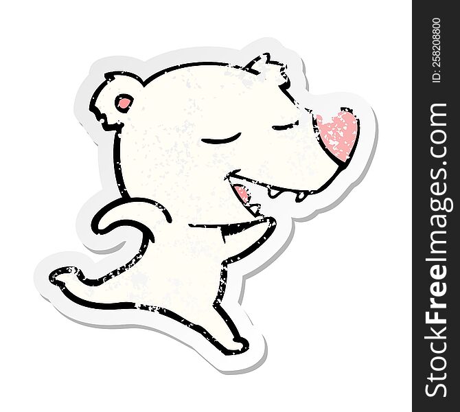 distressed sticker of a cartoon polar bear