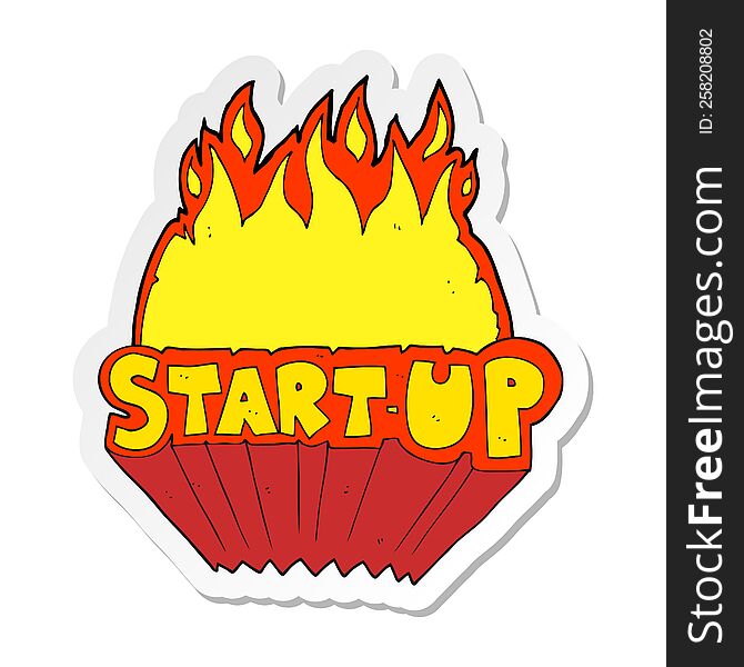 sticker of a cartoon startup symbol