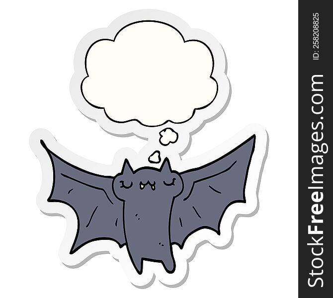 Cute Cartoon Halloween Bat And Thought Bubble As A Printed Sticker