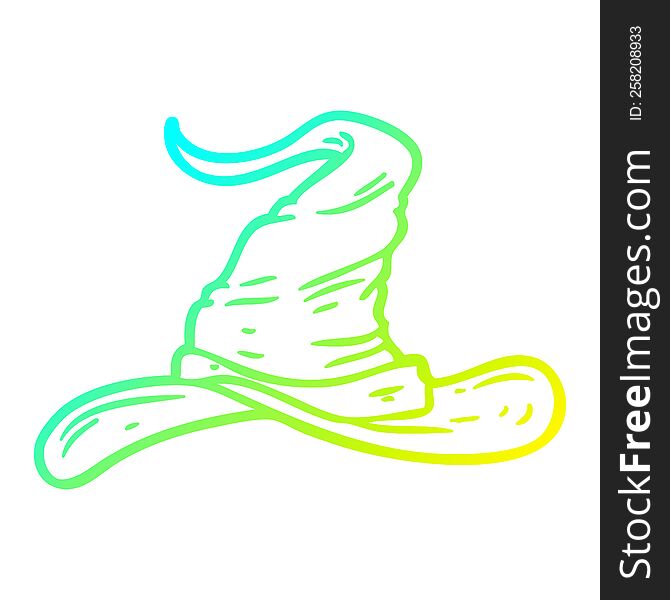 Cold Gradient Line Drawing Cartoon Wizards Hat