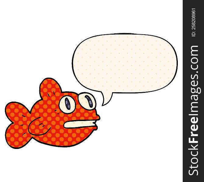 Cartoon Fish And Speech Bubble In Comic Book Style