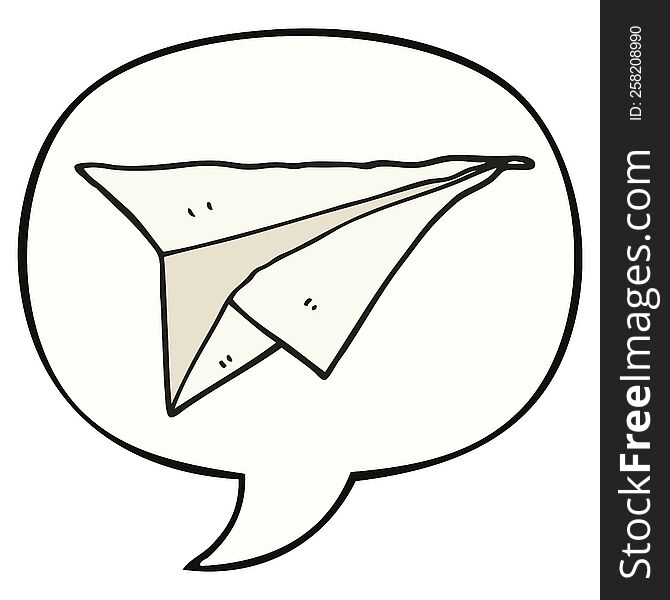 cartoon paper airplane with speech bubble. cartoon paper airplane with speech bubble