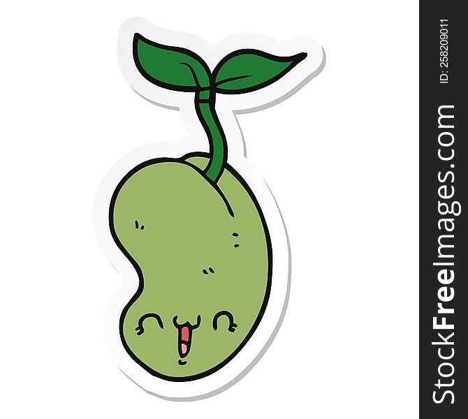 sticker of a cute cartoon seed sprouting