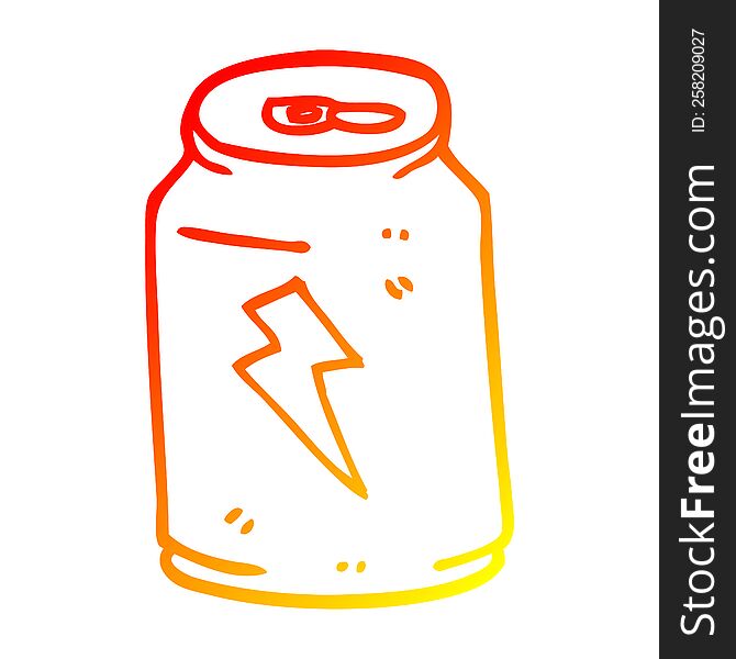 warm gradient line drawing of a cartoon energy drink