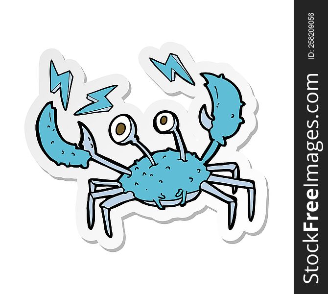 sticker of a cartoon crab