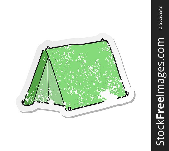 retro distressed sticker of a cartoon tent