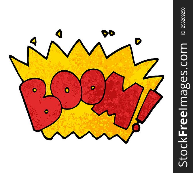 grunge textured illustration cartoon word boom